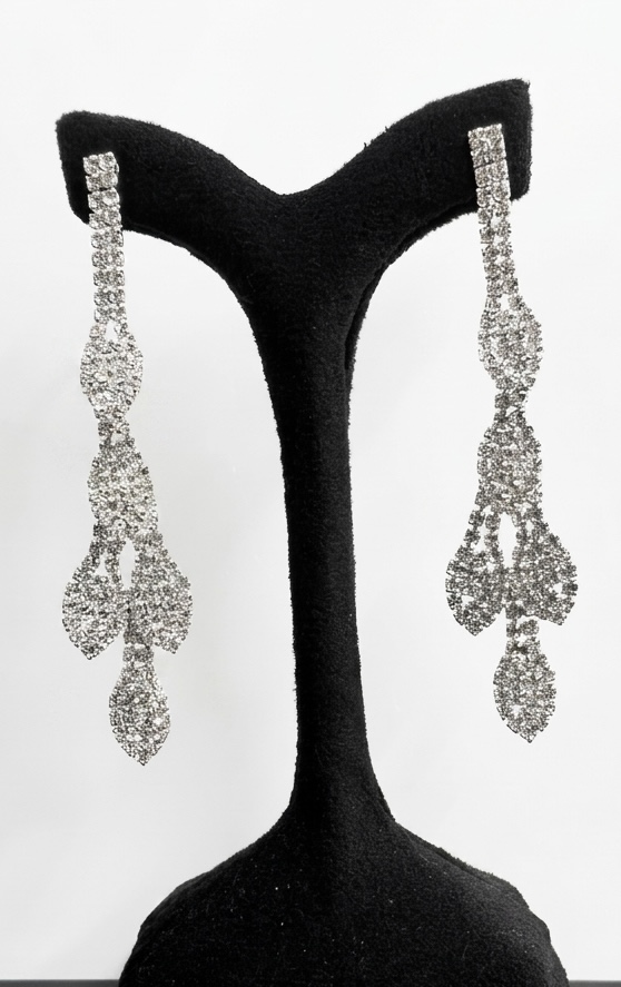 گوشواره مجلسی نگین دار طرح برگ